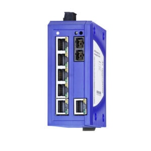 Industrial ReacB Programmable Logic Controller (PLC) with multiple Ethernet ports and input/output interfaces for automation and control systems.