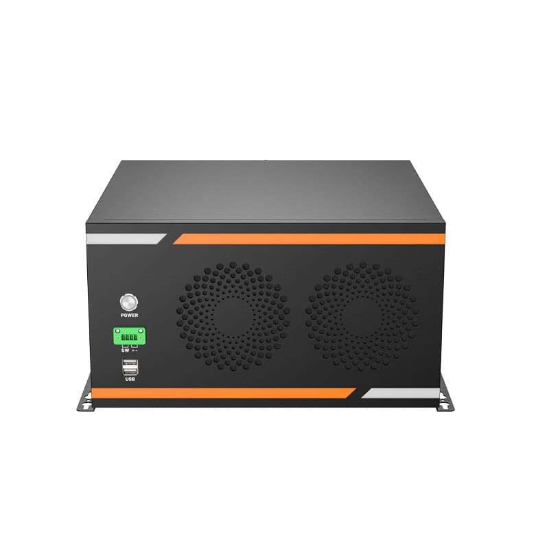 Recab industrial power supply unit with dual cooling fans and digital display for renewable energy systems.