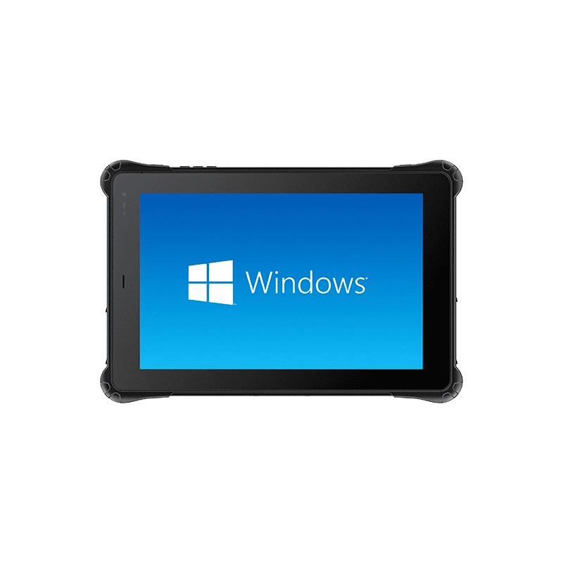 Android rugged tablet with Windows logo, durable device for industrial and enterprise use, reliable mobile computing hardware.