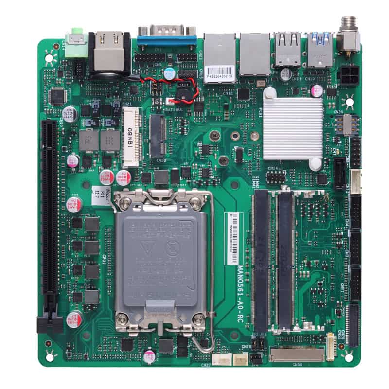 High-resolution image of a Recab motherboard showcasing multiple ports, RAM slots, and CPU socket, suitable for industrial or server applications.