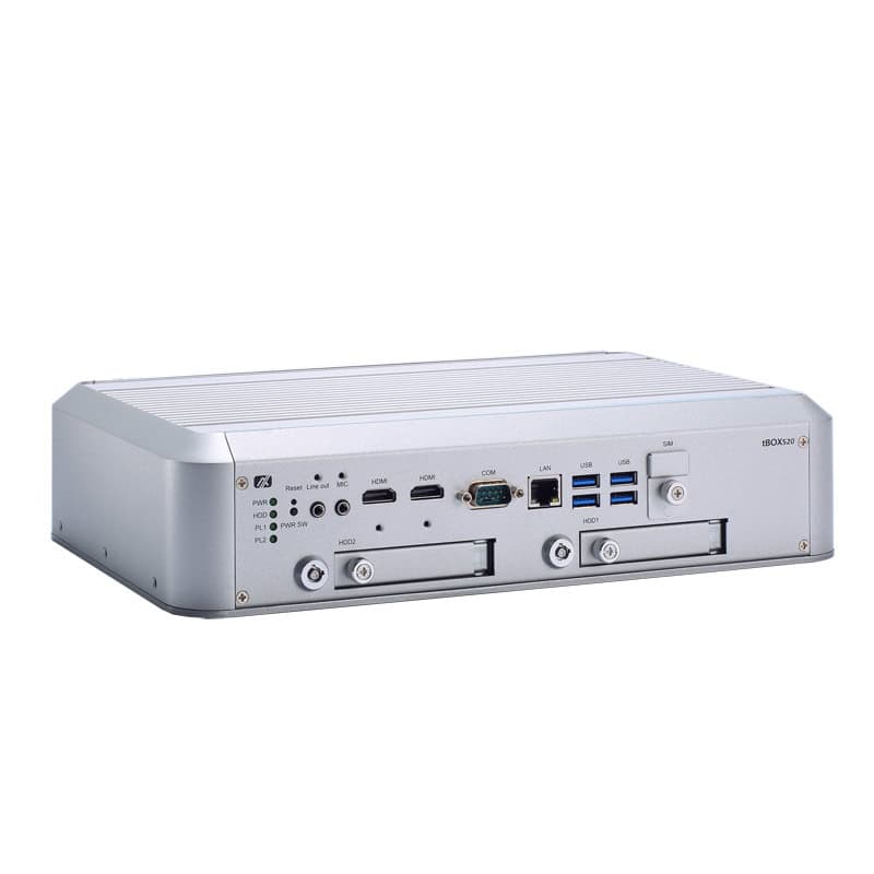 Industrial automation controller with multiple input/output ports, HDMI, USB, Ethernet, and serial connections for robust industrial applications.