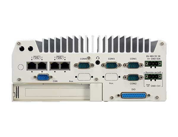 1. Industrial control device with multiple serial ports, Ethernet, and power connections for automation systems.