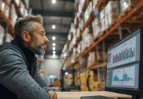 Supply-Chain-Analyst-Reviewing-Stock-Levels-on-System